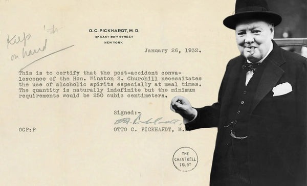 Churchill's doctor's note (Source: Metro UK)
